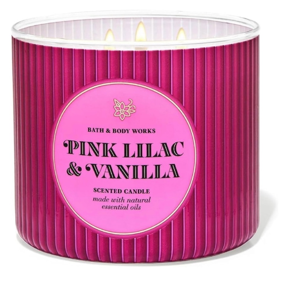 BATH AND BODY WORKS pink lilac & vanilla 3 wicked candle